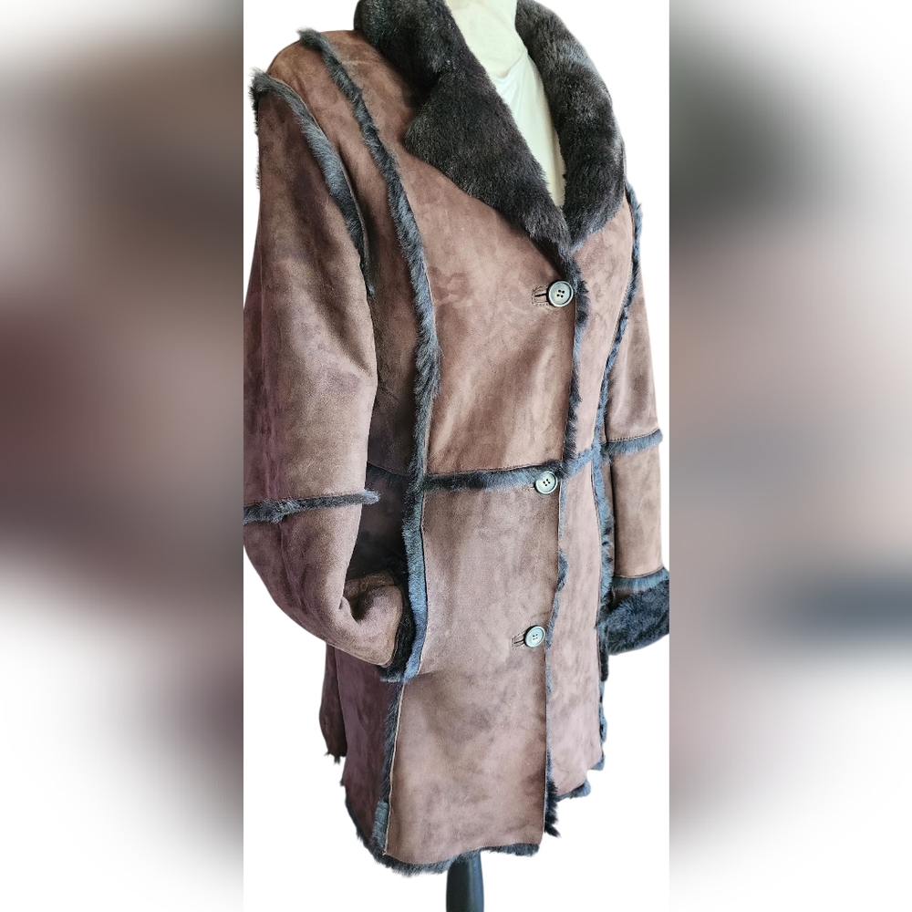 Vintage 70s Alexander Julian Lamb Sheepskin Shearling Mouton Fur Coat S/P - Picture 7 of 16